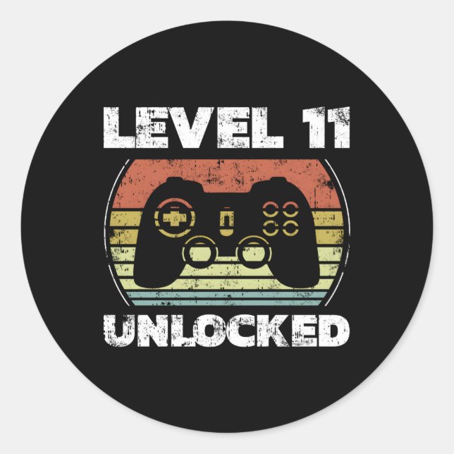 Level 11 Unlocked Video Gamer 11Th Classic Round Sticker (Front)