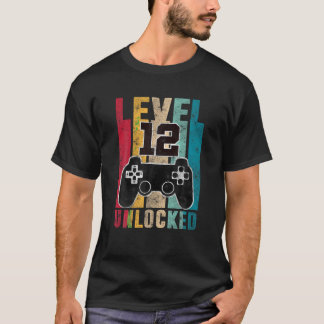 Level 12 Unlocked 12 year old Gamers 12th Birthday T-Shirt
