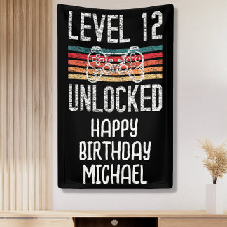 Level 12 Unlocked 12th Birthday Banner