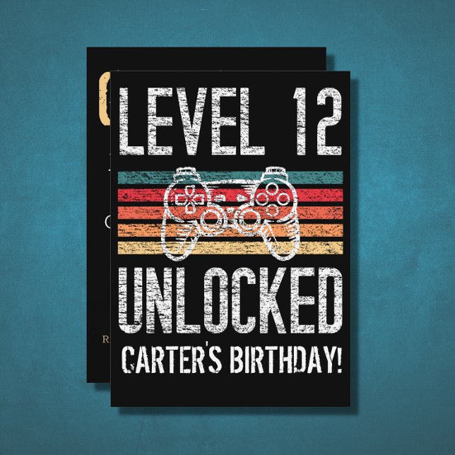 Level 12 Unlocked 12th Birthday Personalised Invitation (Creator Uploaded)