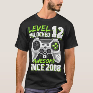 Level 12 Unlocked Awesome 2008 Video Game 12th Bir T-Shirt