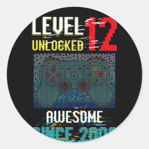 Level 12 Unlocked Awesome 2008 Video Game 12th Classic Round Sticker