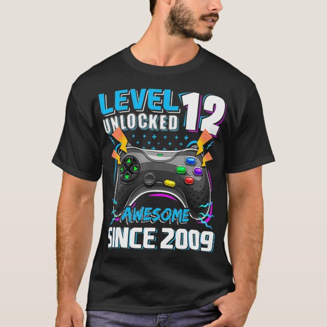 Level 12 Unlocked Awesome 2009 Video Game 12th Bir T-Shirt (Front)