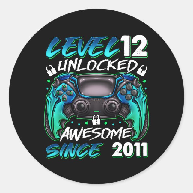 Level 12 Unlocked Awesome Since 2011 12Th Classic Round Sticker (Front)