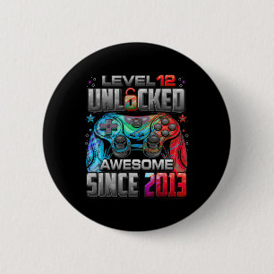 Level 12 Unlocked Awesome Since 2013 12th Birthday 6 Cm Round Badge