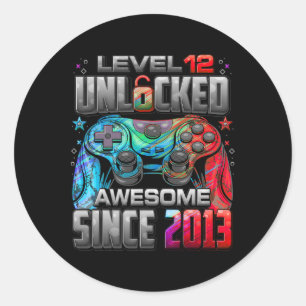 Level 12 Unlocked Awesome Since 2013 12th Birthday Classic Round Sticker