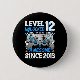 Level 12 Unlocked Awesome Since 2014 Birthday Gami 6 Cm Round Badge