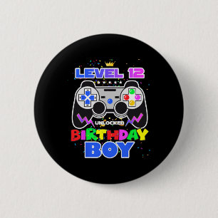 Level 12 Unlocked Birthday Boy 12th Birthday Video 6 Cm Round Badge