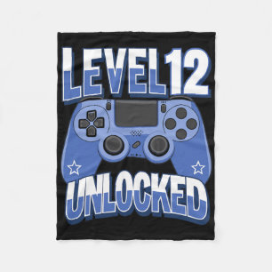 Level 12 Unlocked Funny Video Gamer 12th Birthday  Fleece Blanket