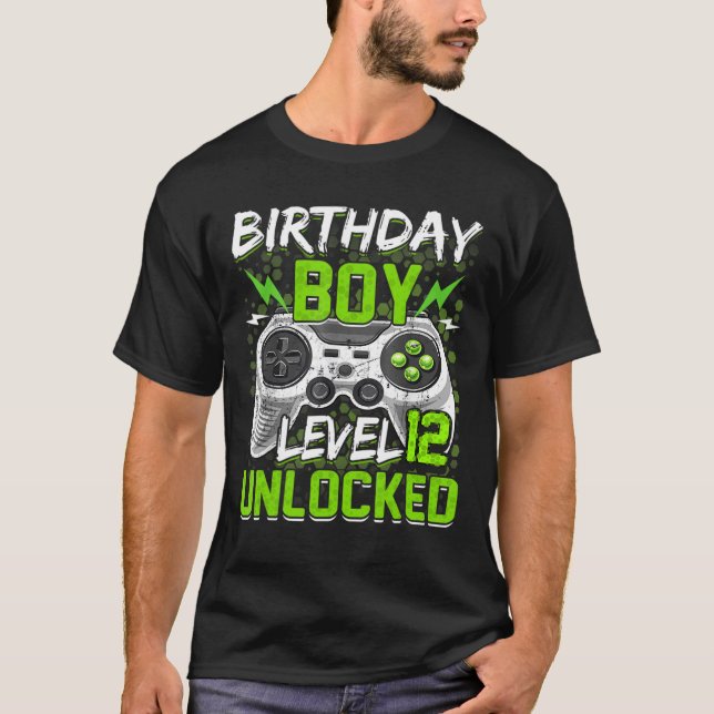 Level 12 unlocked Gamer 12th Birthday Gift Video G T-Shirt (Front)