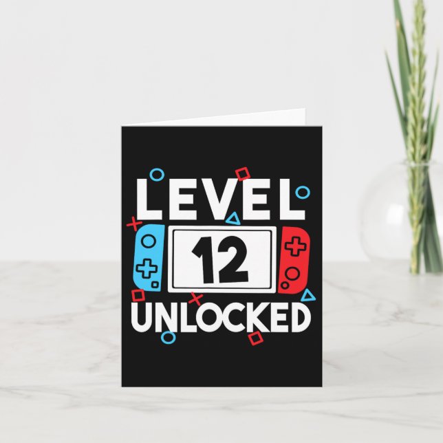 Level 12 Unlocked Gamer 12th Birthday Video Game B Card (Front)