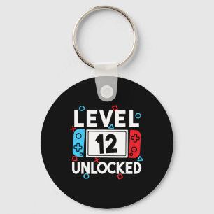 Level 12 Unlocked Gamer 12th Birthday Video Game B Key Ring