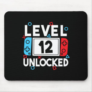 Level 12 Unlocked Gamer 12th Birthday Video Game B Mouse Pad