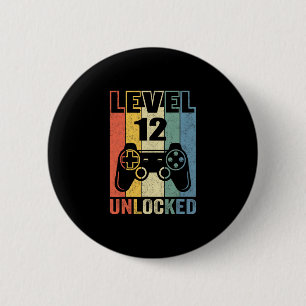 Level 12 Unlocked Shirt Funny Video Gamer 12th Bir 6 Cm Round Badge