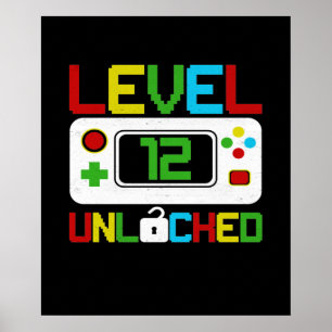 Level 12 Unlocked Video Game 10th Birthday Gift Poster
