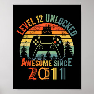 Level 12 Unlocked Video Game 12 Years Old 12th Bir Poster