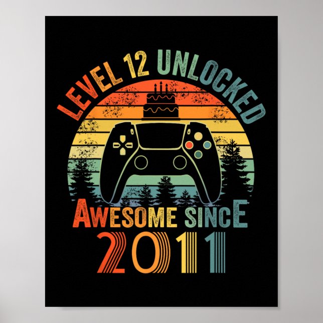 Level 12 Unlocked Video Game 12 Years Old 12th Bir Poster (Front)