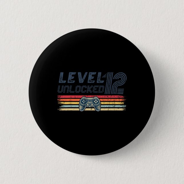 Level 12 Unlocked Video Game 12th Birthday Gamer B 6 Cm Round Badge (Front)