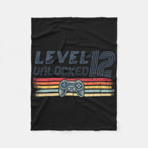 Level 12 Unlocked Video Game 12th Birthday Gamer B Fleece Blanket