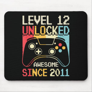 Level 12 Unlocked Video Game 12th Birthday Gamer B Mouse Pad