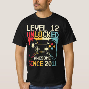 Level 12 Unlocked Video Game 12th Birthday Gamer B T-Shirt