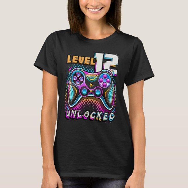 Level 12 Unlocked Video Game 12th Birthday Gamer B T-Shirt (Front)