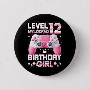 Level 12 Unlocked Video Gamer 12 Years Old 12 Birt 6 Cm Round Badge