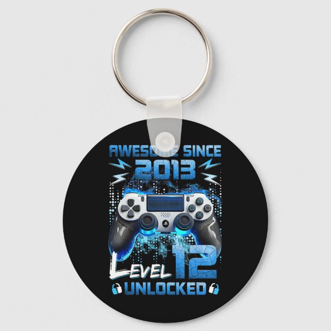 Level 12 Unlocked Video Gamer 12 Years Old 12 Birt Key Ring (Front)