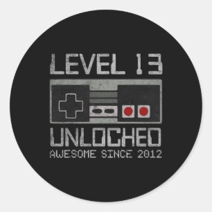 Level 13 Unlocked 13th Birthday 13 Year Old Video Classic Round Sticker