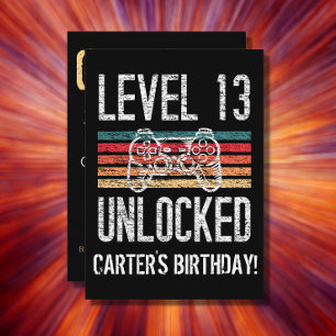 Level 13 Unlocked 13th Birthday Personalised Invitation