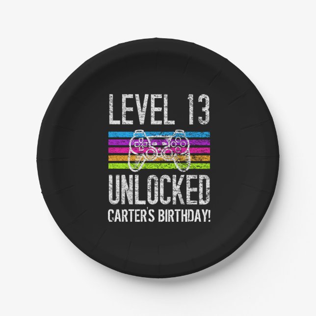 Level 13 Unlocked 13th Birthday Personalised Paper Plate (Front)