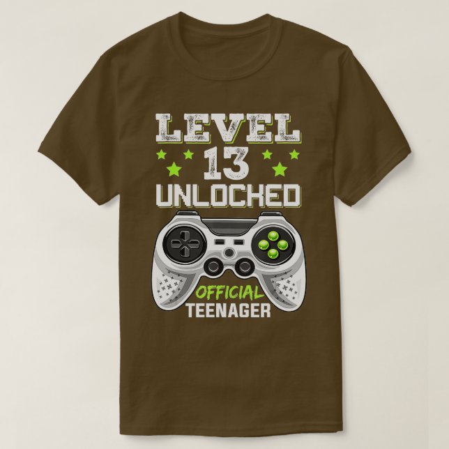 Level 13 Unlocked  13th Video  Birthday Gift  (4)  T-Shirt (Design Front)