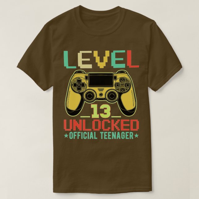 Level 13 Unlocked  13th Video  Birthday Gift  (70) T-Shirt (Design Front)