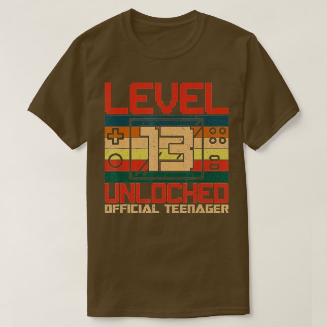 Level 13 Unlocked  13th Video  Birthday Gift  (78) T-Shirt (Design Front)