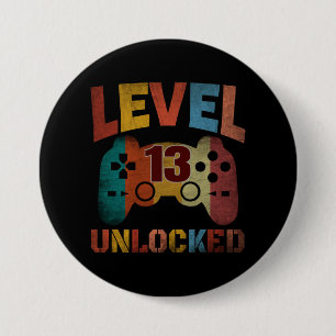 LEVEL 13 UNLOCKED 7.5 CM ROUND BADGE
