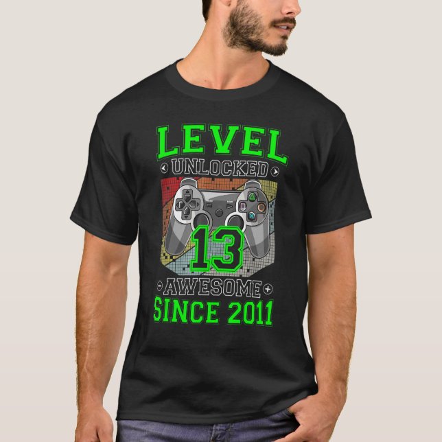 Level 13 Unlocked Awesome 2009 Video Game 13th Bir T-Shirt (Front)