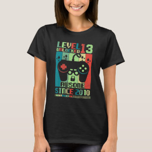 Level 13 Unlocked Awesome 2010 Gamer Boy 13th Birt T-Shirt