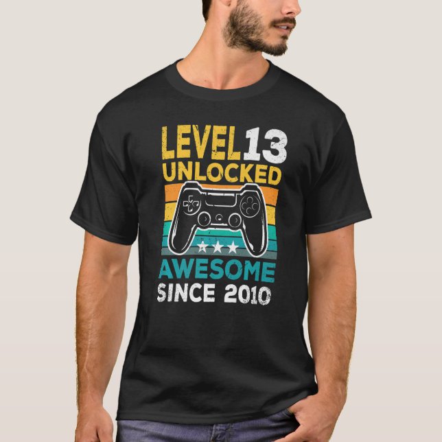Level 13 Unlocked Awesome Since 2010 Video Game Bi T-Shirt (Front)