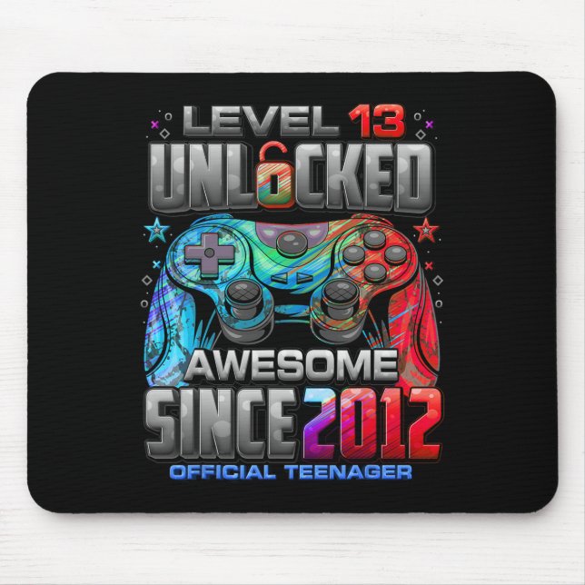 Level 13 Unlocked Awesome Since 2012 13th Birthday Mouse Pad (Front)