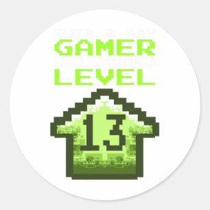 Level 13 Unlocked Birthday Video Game 13th Birthda Classic Round Sticker