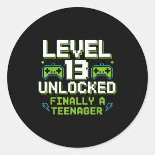 Level 13 unlocked finally a teenager 13th birthday classic round sticker