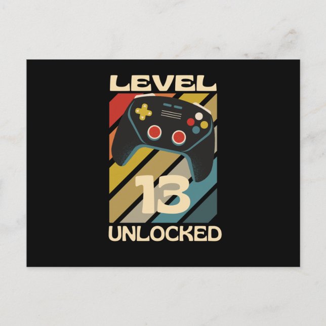 Level 13 Unlocked Funny Gaming Postcard (Front)