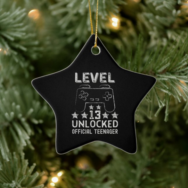Level 13 unlocked official teenager 13th birthday ceramic ornament (Tree)