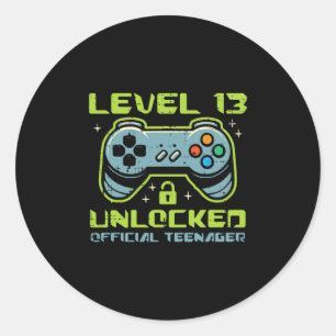 Level 13 Unlocked Official Teenager 13th Birthday Classic Round Sticker