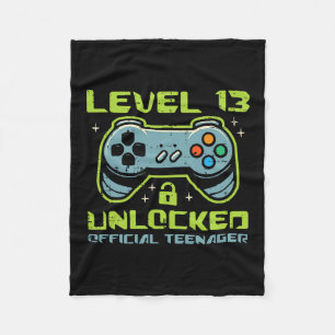 Level 13 Unlocked Official Teenager 13th Birthday Fleece Blanket