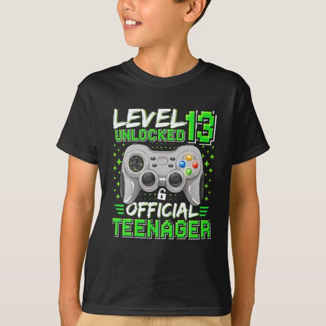 Level 13 Unlocked Official Teenager 13th Birthday T-Shirt (Front)