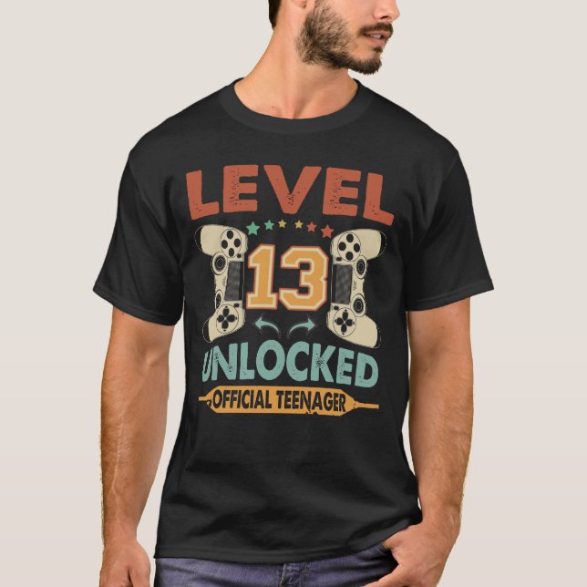 Level 13 Unlocked Official Teenager 13th Birthday T-Shirt (Front)