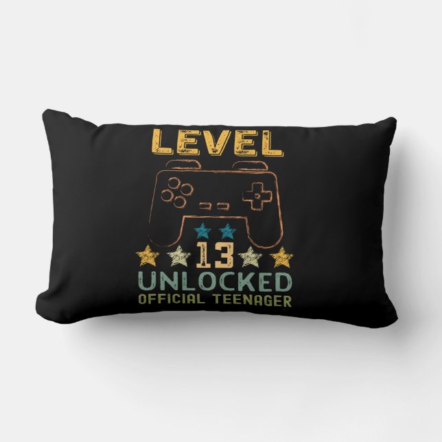 Level 13 unlocked official teenager funny gamers lumbar cushion (Front)