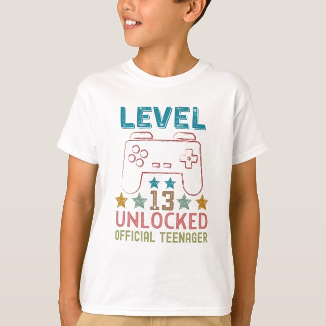 Level 13 unlocked official teenager gamers T-Shirt (Front)