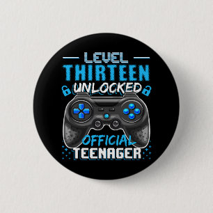 Level 13 Unlocked Official Teenager Video Game 13t 6 Cm Round Badge